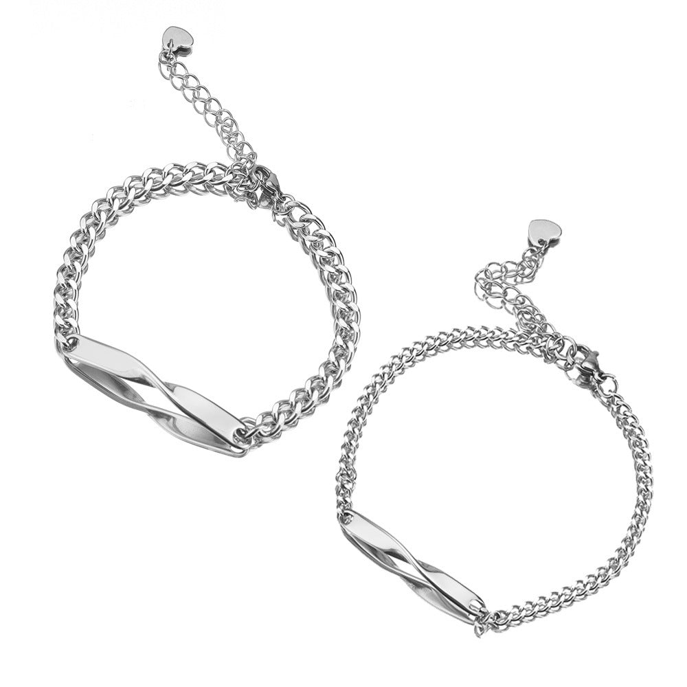 Simple Stainless Steel Mobius Couple Bracelet