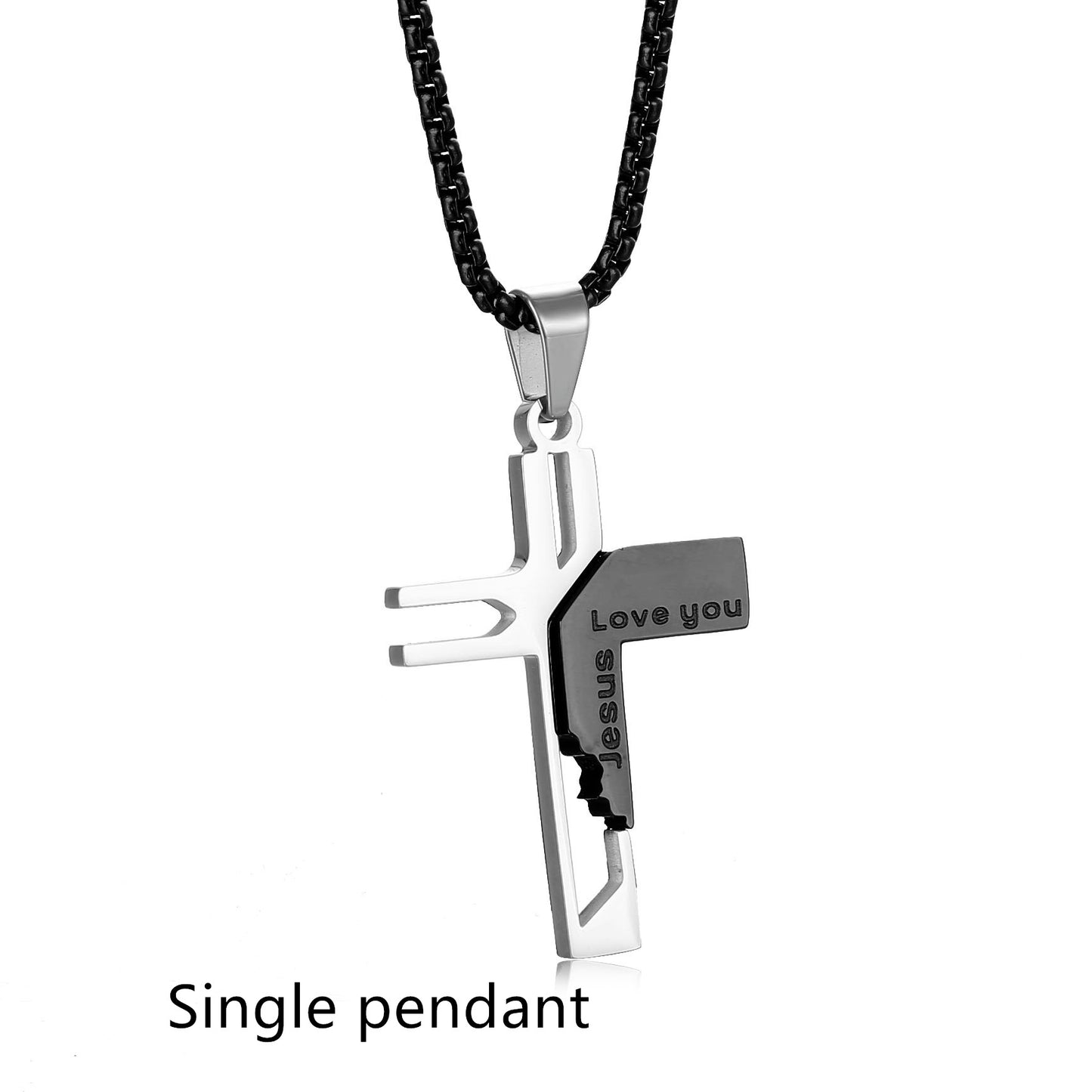 Titanium Steel Non Fading Men's Cross Pendant Necklace