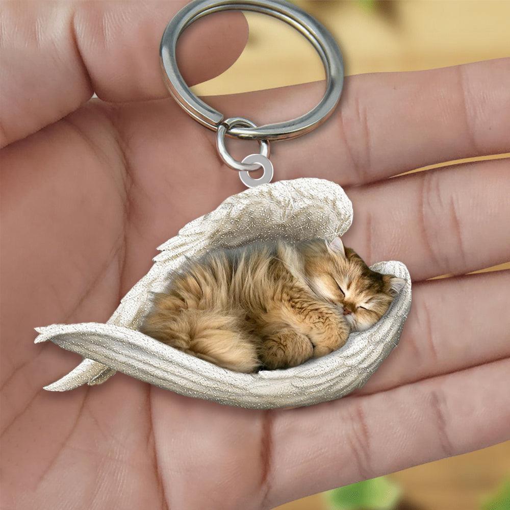 New Unique Dogs And Cats Sleeping Angel Pendant Car Key Ring