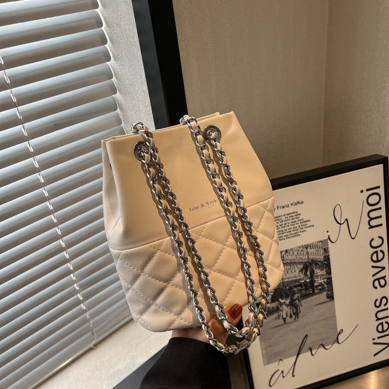 Bolso cruzado tipo cubo con un solo hombro y textura de diamante para mujer, estilo coreano, sencillo