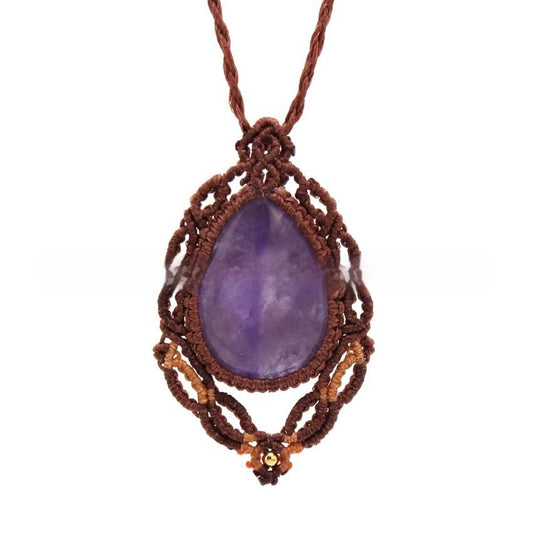 Natural Green Aventurine Water Drop Hand-woven Adjustable Pendant Necklace