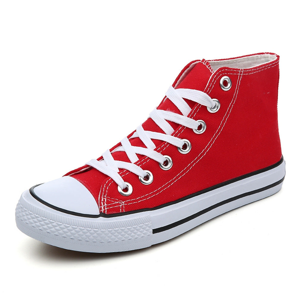 Chaussures montantes nouées en toile de couleur pure pour femmes