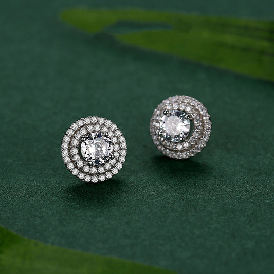 Boucles d'oreilles rondes élégantes en argent sterling S925 pour femmes