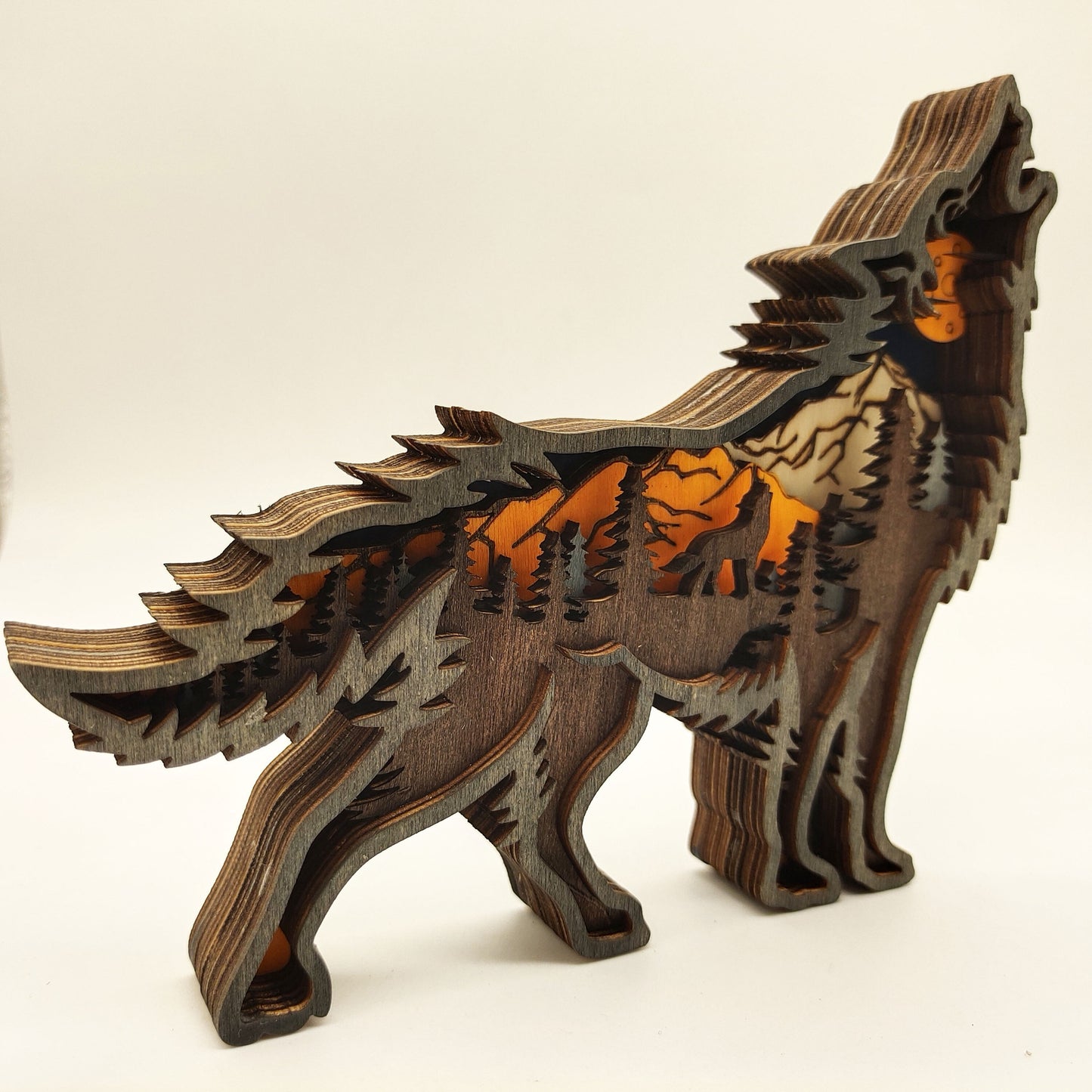 Décoration de noël en bois, Sculpture d'animaux, cadeau artisanal, Sculpture murale suspendue, ours, cerf, élan, décor artistique, ornements du nouvel an