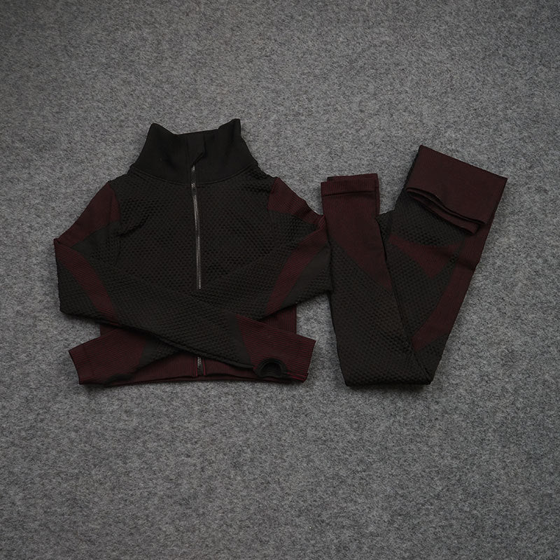 Costume de yoga de sport de pantalon de fitness extensible trois pièces