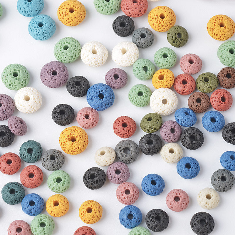 Perles rondes en roche volcanique, accessoires d'ornement DIY