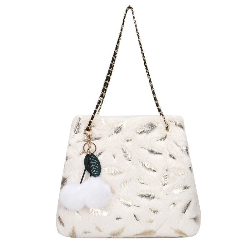 Women's Fashion Casual Plush Chain Shoulder Messenger Bag