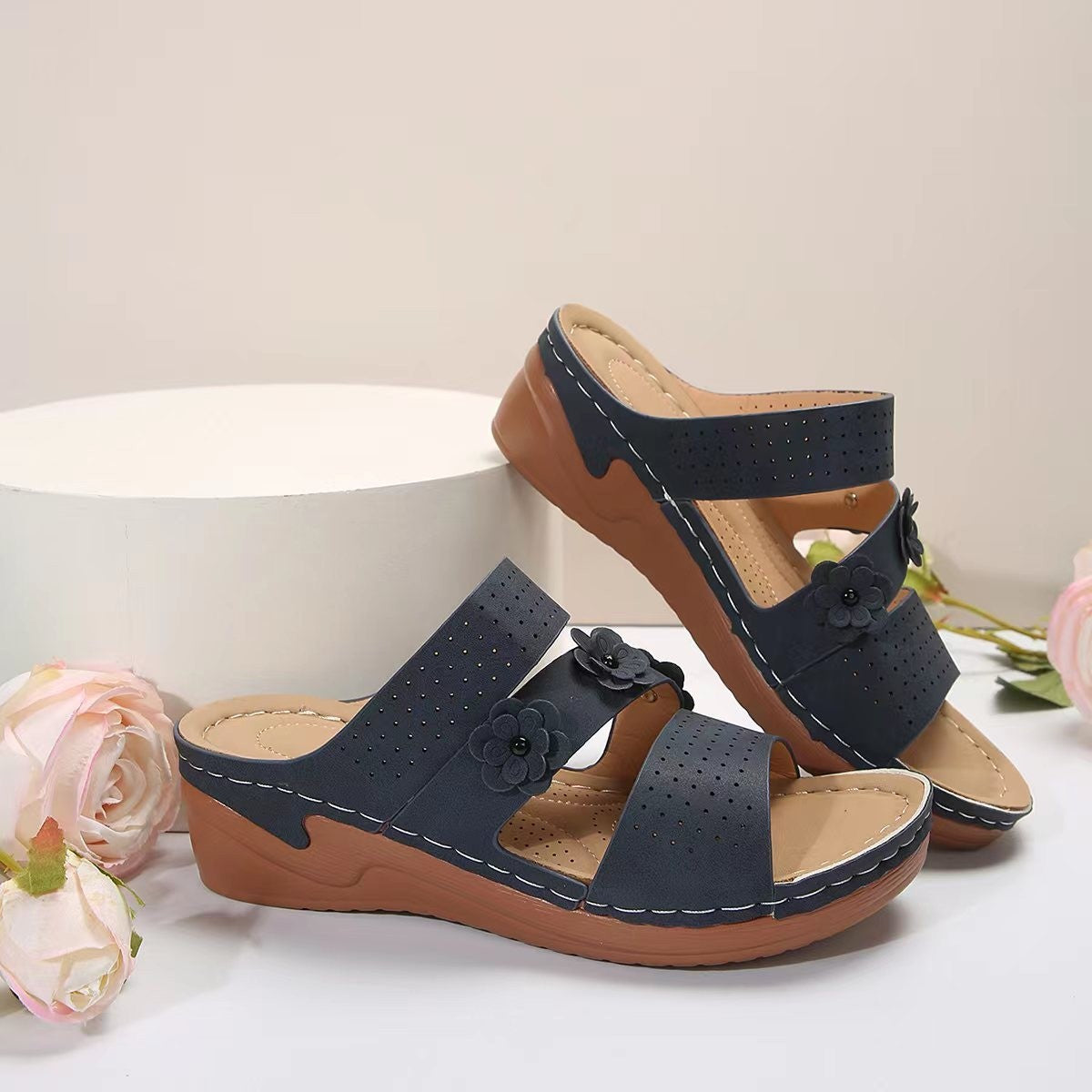 Sandalias con plataforma de cuña y playa de talla grande