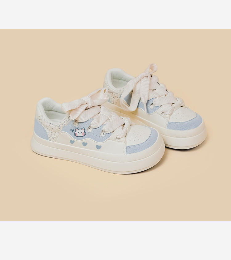 Baskets basses à lacets pour filles mignonnes, chaussures blanches
