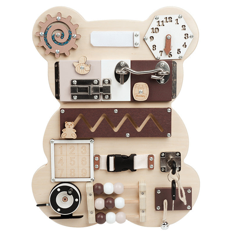 Bear Busy Board – jeu mural Montessori pour enfants, jouets