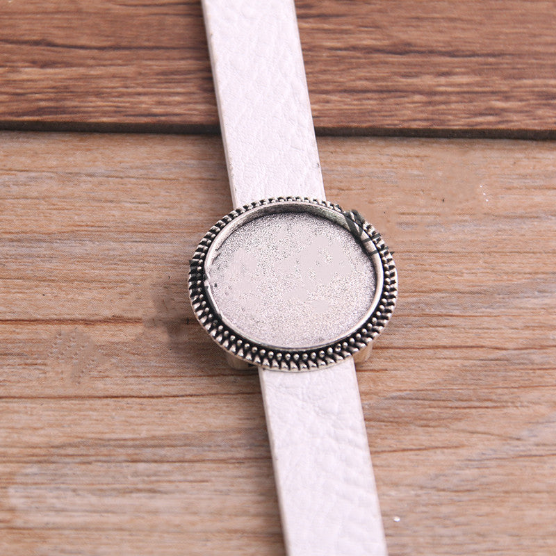 Simple Fashion Bracelet PU Leather Alloy Base Support Buckle 18mm DIY Bracelet