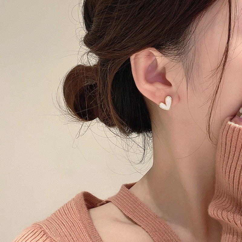 925 Sterling Silver Needle Pearl Stud Earrings Women's All-match Refined Simple
