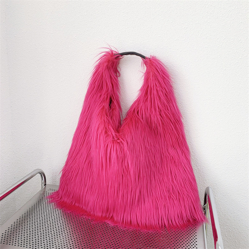 Sac fourre-tout en peluche à une épaule en laine d'eau