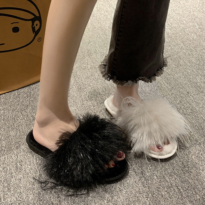 Fairy Style Fluffy Slippers Women's Outer Wear