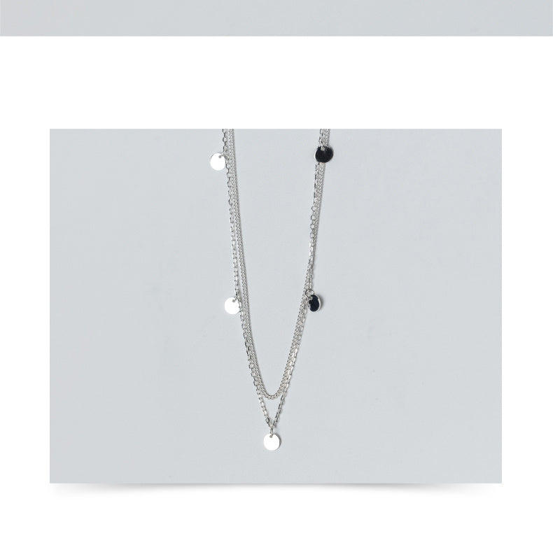 Silver Necklace Women's Elegant Double Layer