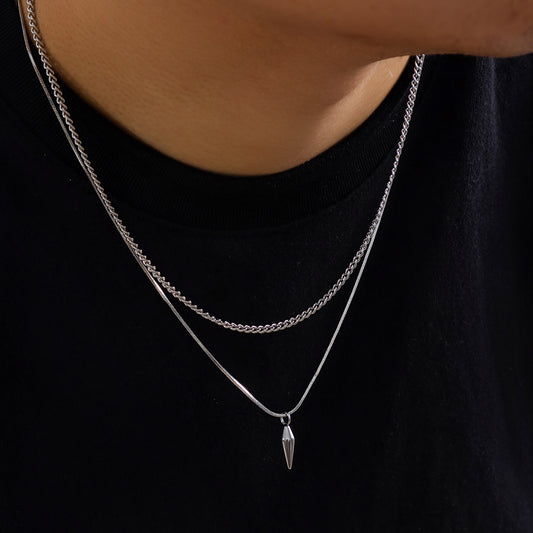 Niche Rivet Necklace Ornament Men's Trendy Hip Hop Cool Long Sweater Chain