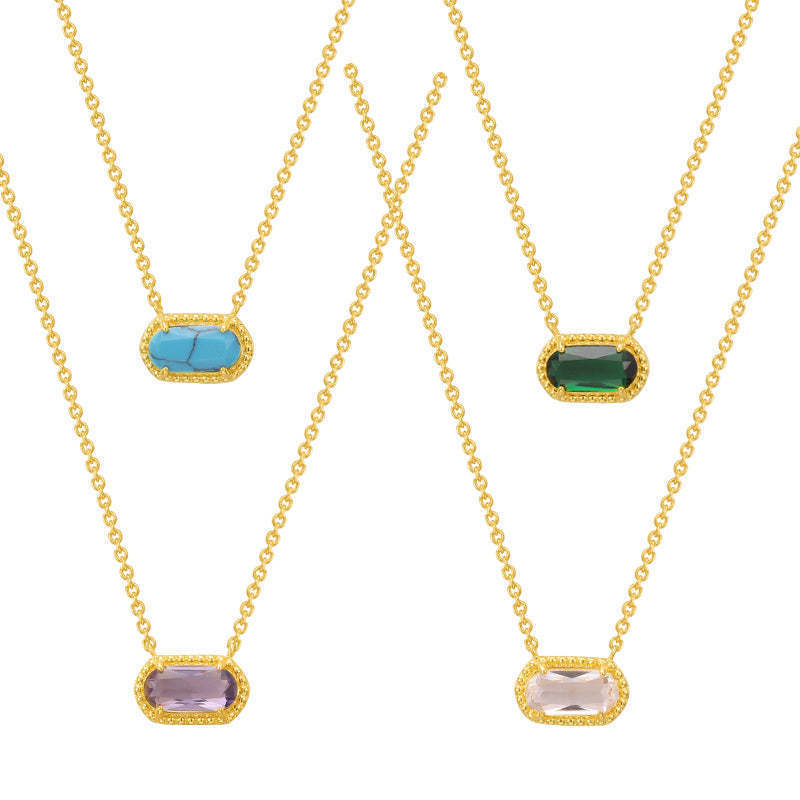 Collier ovale incrusté de turquoise à la mode