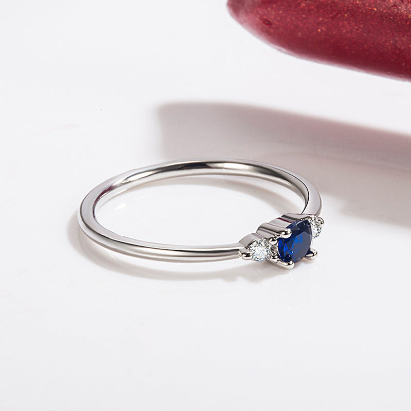 Bague en or 14 carats avec diamant bleu exquis et petit, Zircon Simple léger