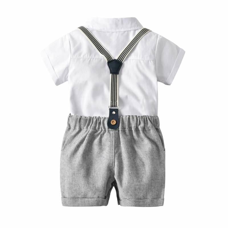 Vêtements pour bébé, pantalon à bretelles, costume à manches courtes, en coton, vêtements d'extérieur pour hommes, tendance