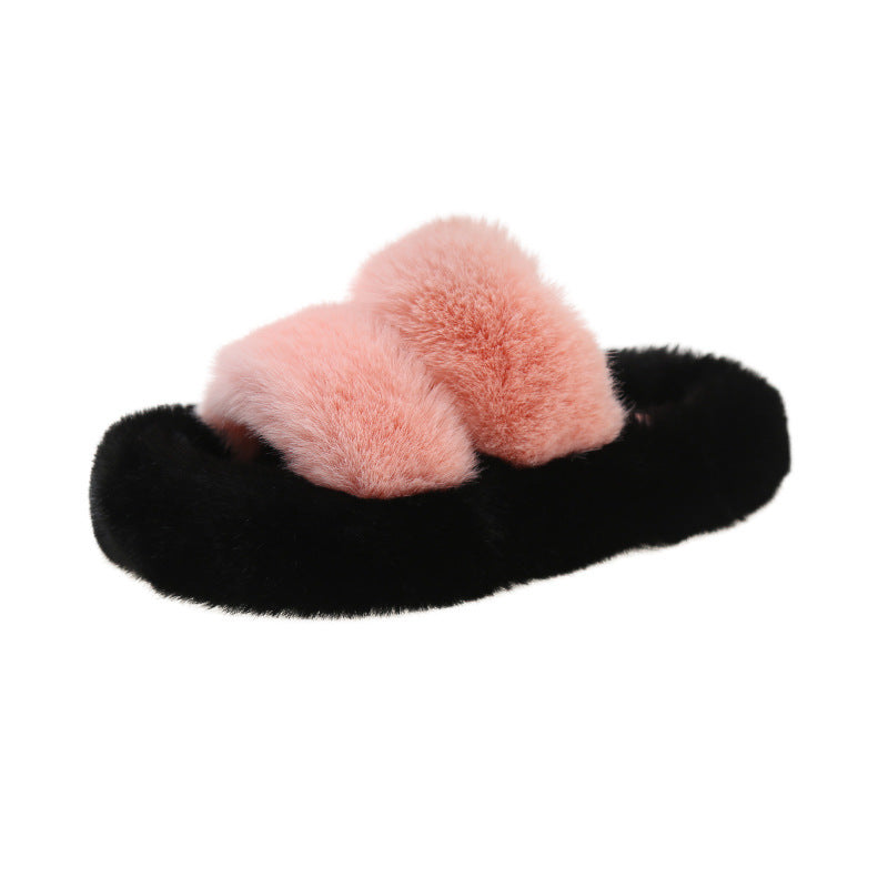 Pantoufles moelleuses à barres parallèles à fond épais
