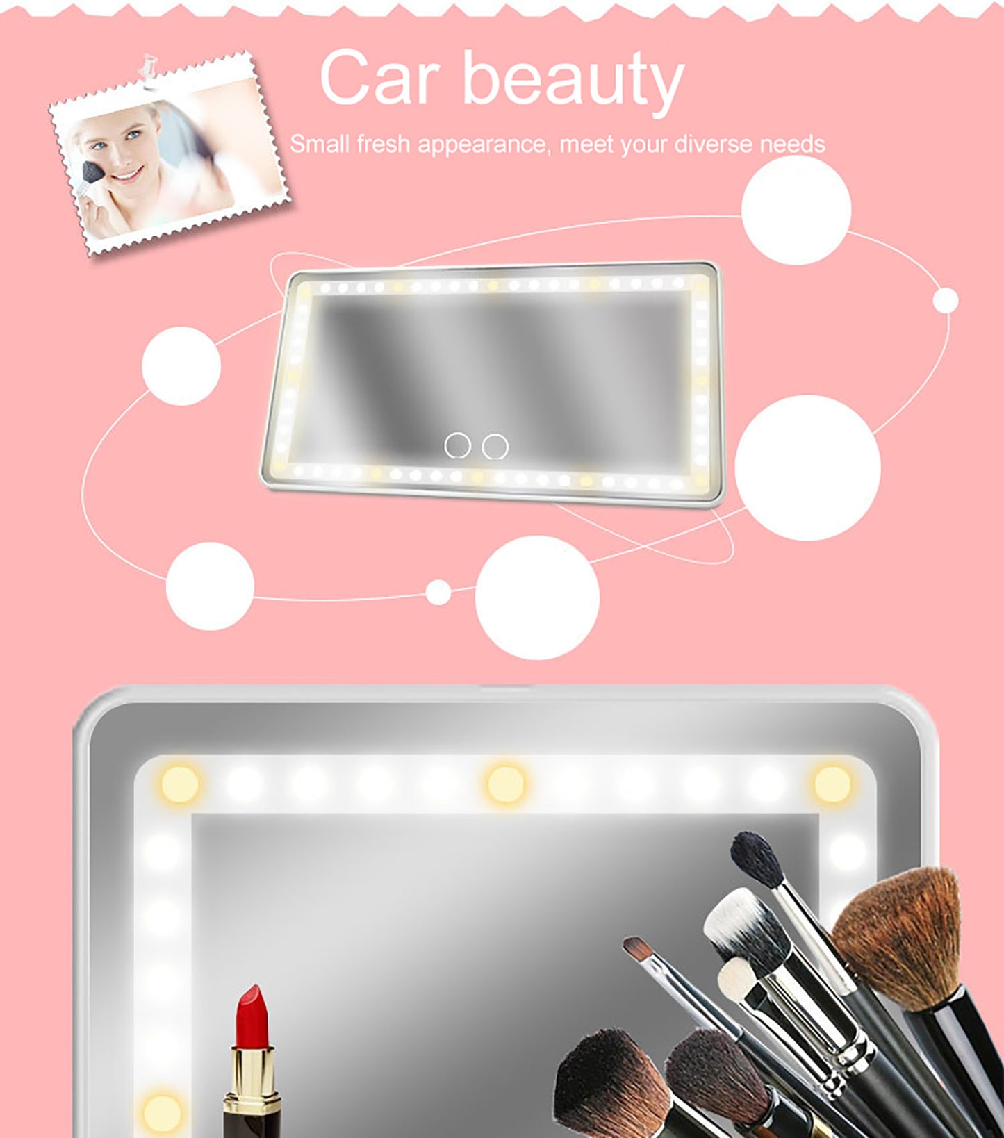 Espejo universal para visera de coche, espejo de maquillaje LED, espejo de maquillaje táctil