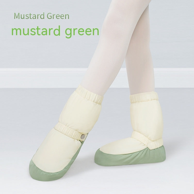 Bottes de neige de danse doublées de polaire pour femmes, chaussures d'entraînement de Ballet à fond souple
