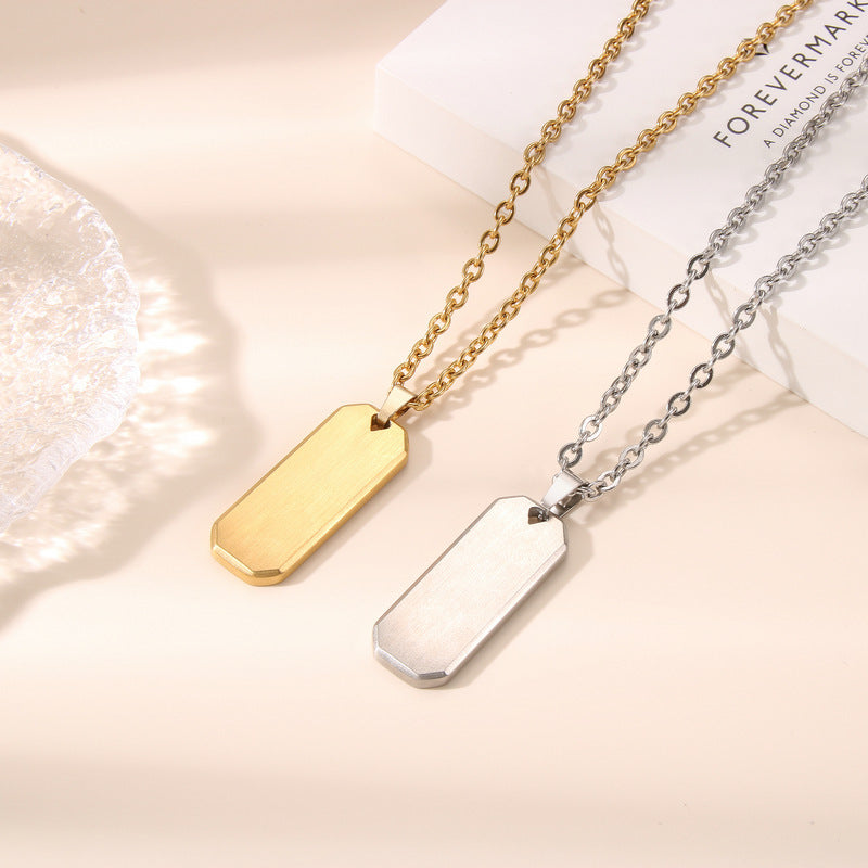 Simple Pendant Stainless Steel Nameplate Necklace Accessories