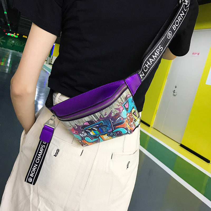 Hip Hop Fashion Painted Graffiti Petit sac de poitrine incliné décontracté