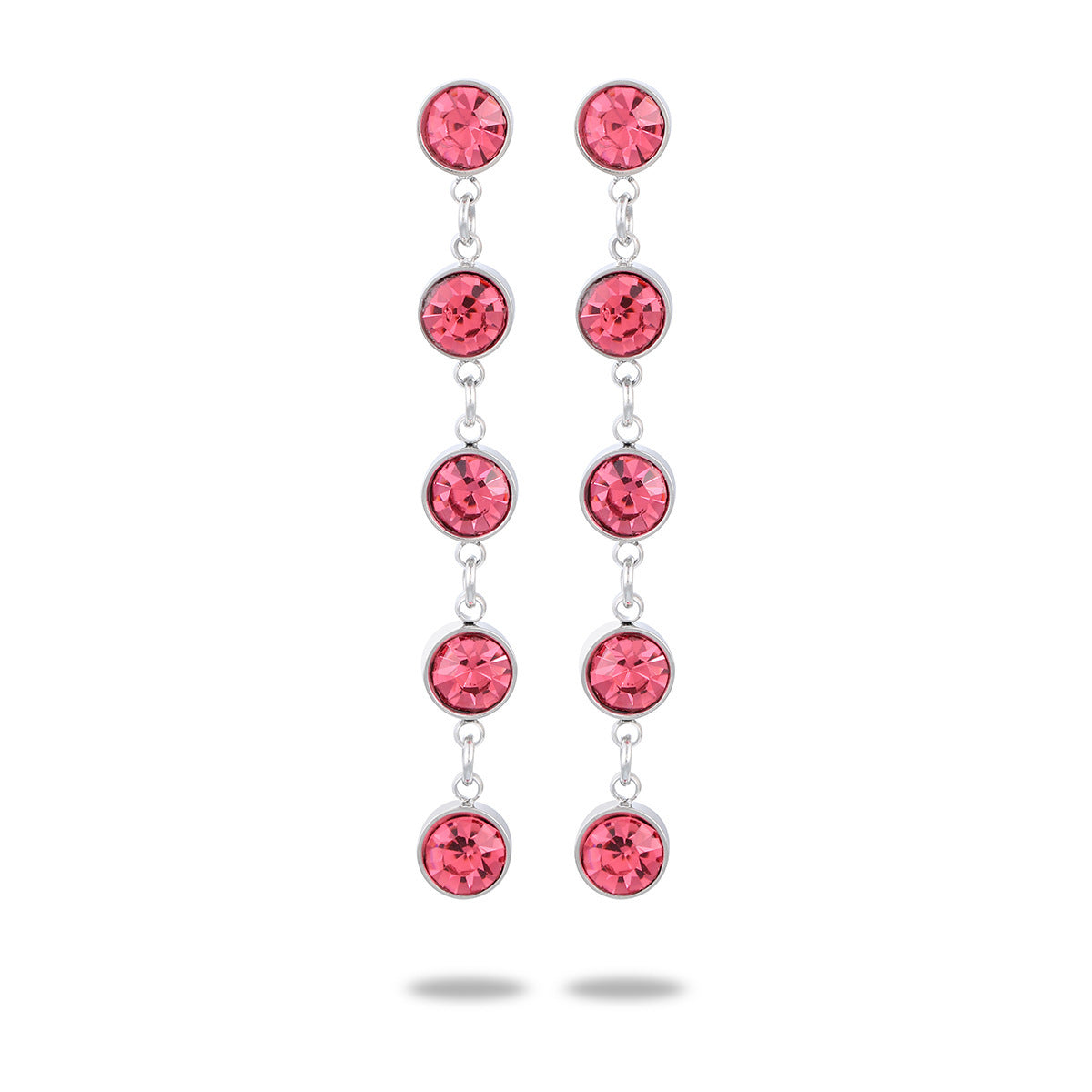 Boucles d'oreilles en acier titane avec pompon en Zircon de couleur pour femmes