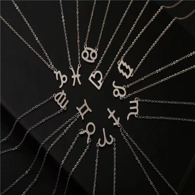 Twelve Constellation Pendant Necklace Simple Titanium Steel Clavicle Chain