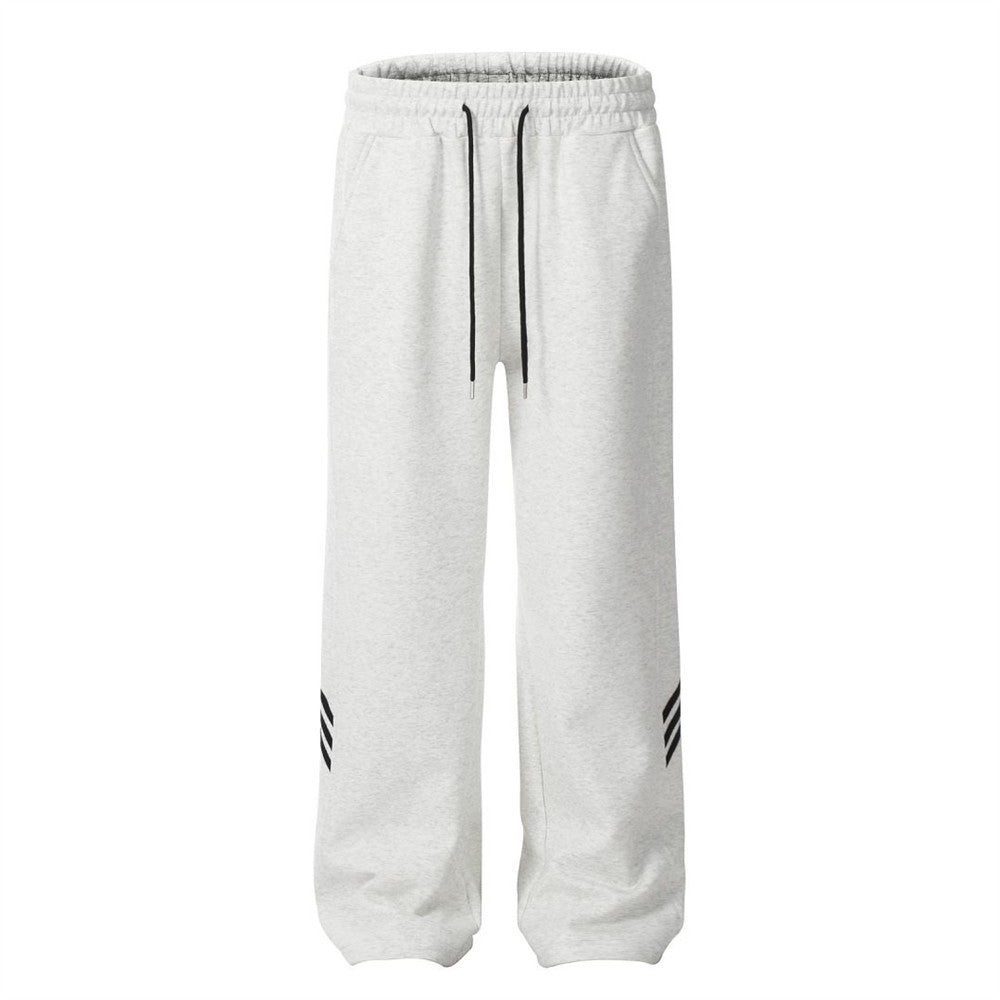 Men's Side Stripe Stitching Loose Straight Trousers With An Elasticated Waist