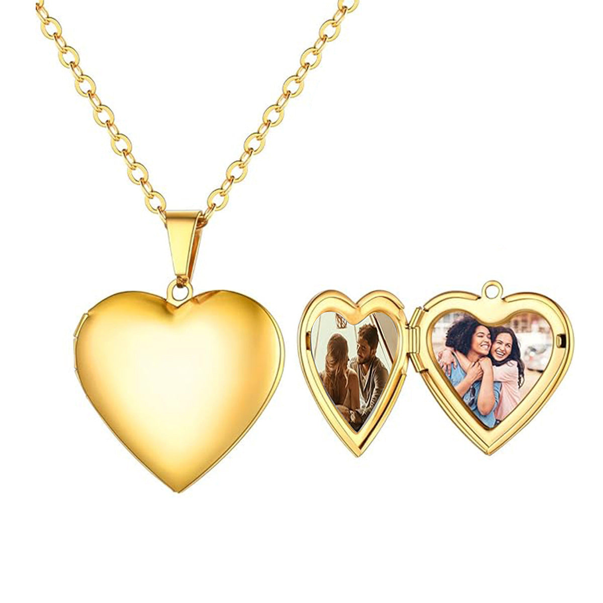 Collier pendentif en forme de cœur en acier inoxydable sculpté au laser