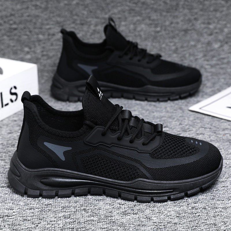 Zapatos de malla para hombre, zapatillas de deporte transpirables ligeras de punto con mosca a la moda, calzado deportivo informal