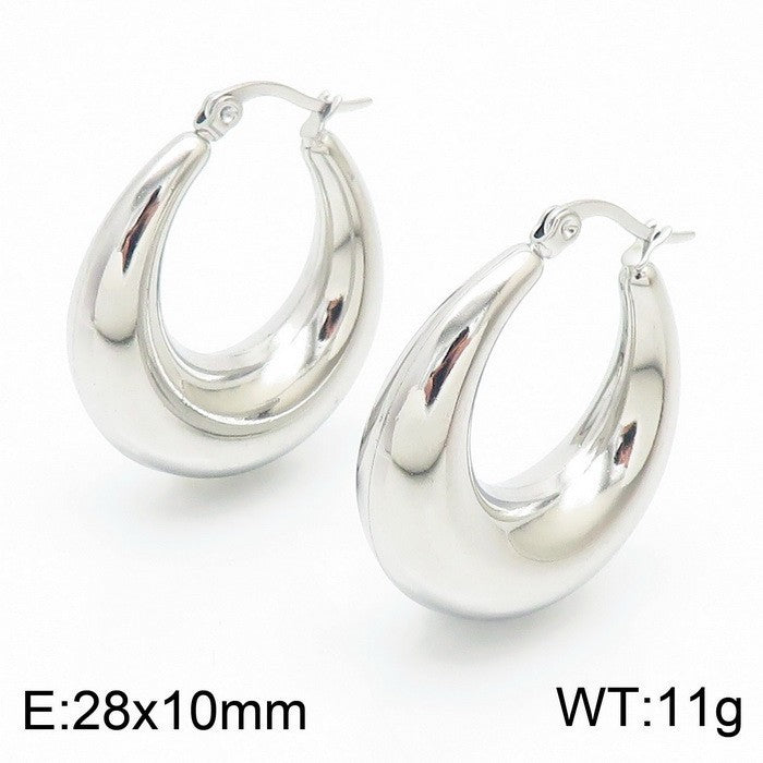 Clip d'oreille brillant en forme de U en acier titane plaqué boucles d'oreilles creuses 18 carats