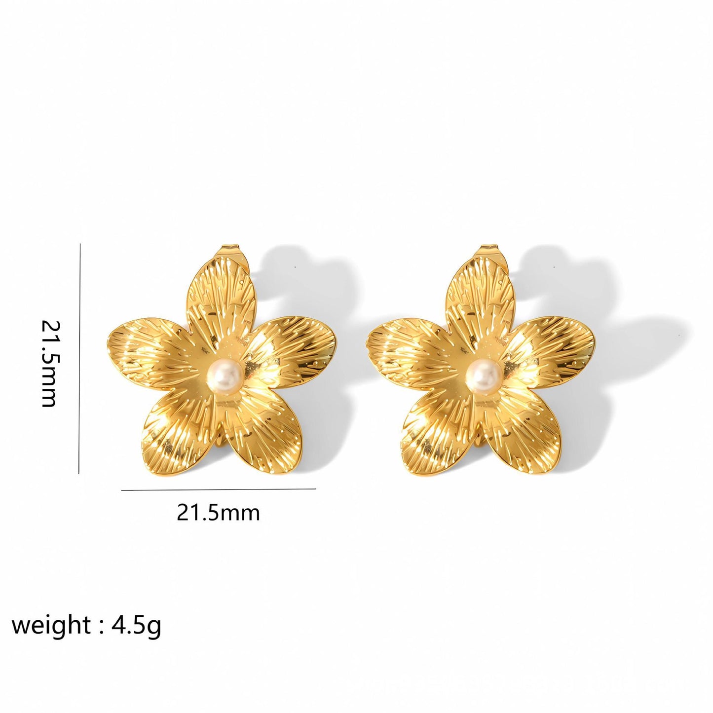 Gold Stainless Steel Butterfly Flower Stud Earrings