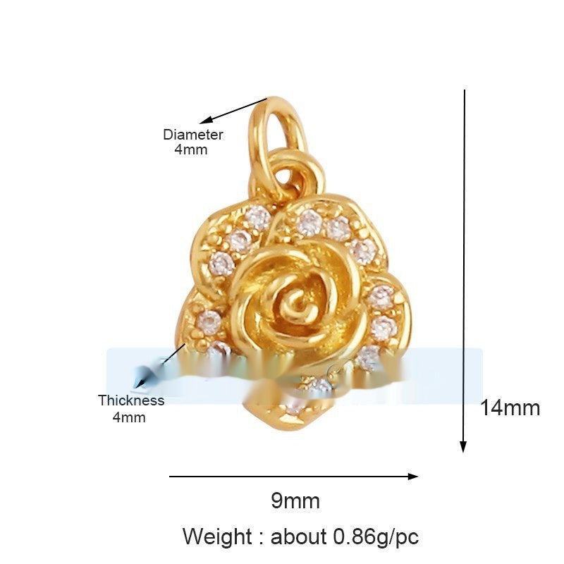 Pure Copper Micro-inlaid Color Flower Zircon Hollow Glossy Flower Listing