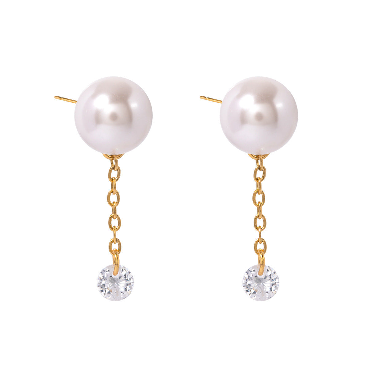 Boucles d'oreilles pendantes en zircon et perles exquises
