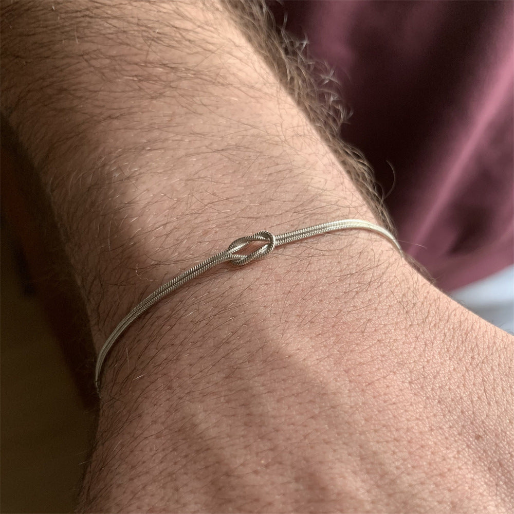 Collier chaîne serpent en acier inoxydable pour la saint-valentin, Bracelet noué à la main