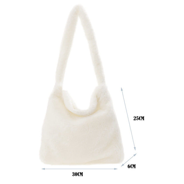 Sac à main portable en peluche pour femme