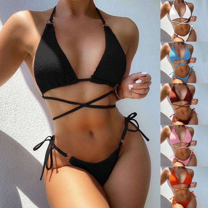 Maillot de bain bikini fendu pour femme