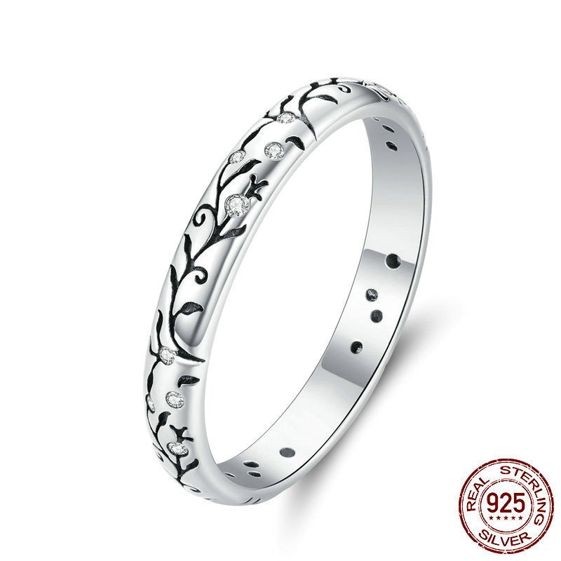 Anillo de vid vintage de plata de ley S925