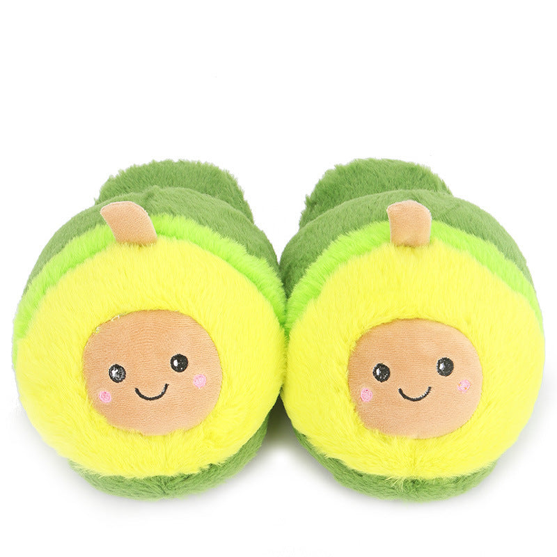 Zapatillas de aguacate de dibujos animados engrosadas y cálidas