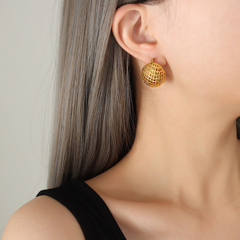 Mesh Hemisphere Personalized Earrings Female