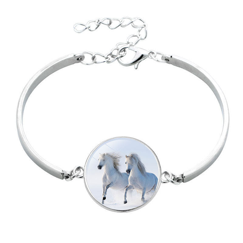 Animal Horse Glass Time Stone Bracelet