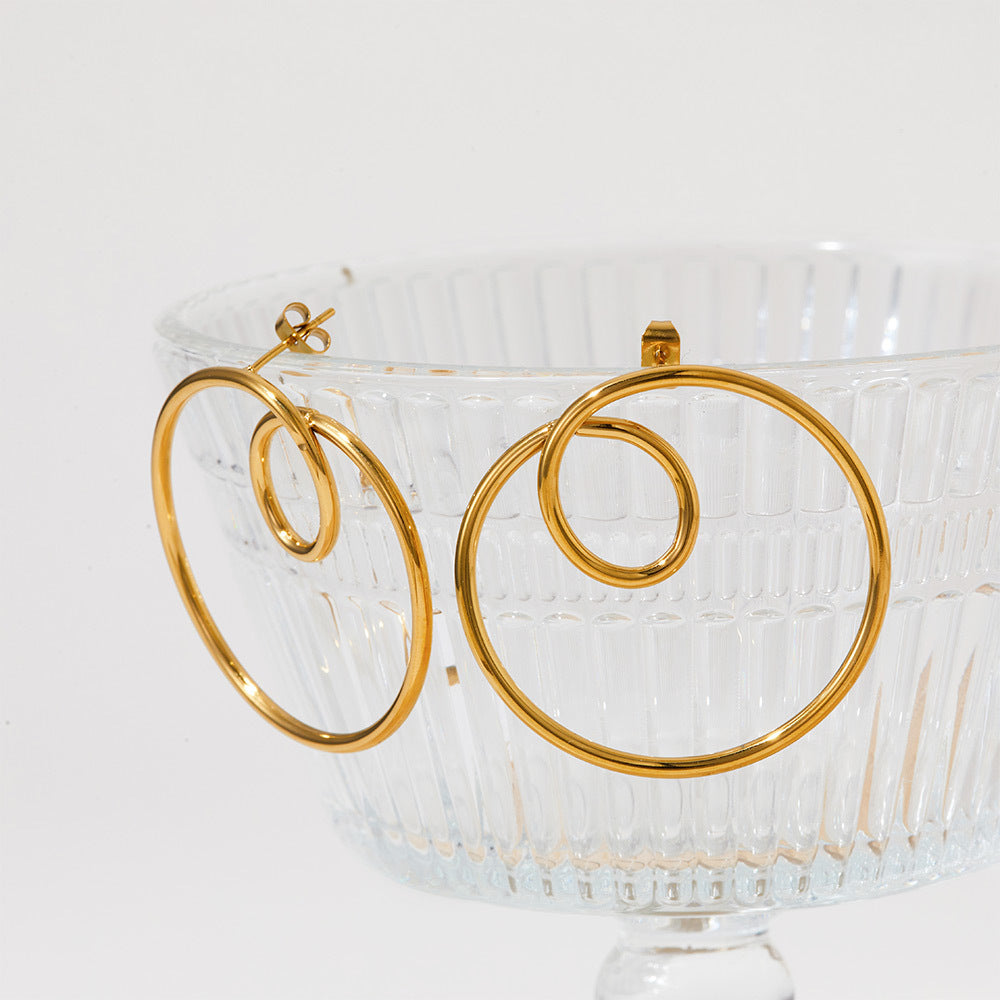Boucles d'oreilles épurées Boucles d'oreilles courbes en cercle géométrique en acier inoxydable