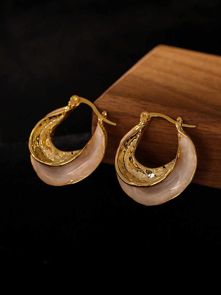 Boucles d'oreilles cercle français émaillées goutte à goutte pour femmes