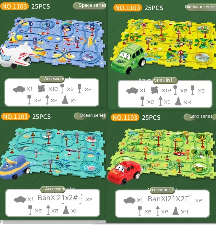 Puzzle pour enfants, vitesse de chemin de fer électrique, assemblage de voiture électrique automatique, scène de ville, Construction, jouet éducatif, cadeau