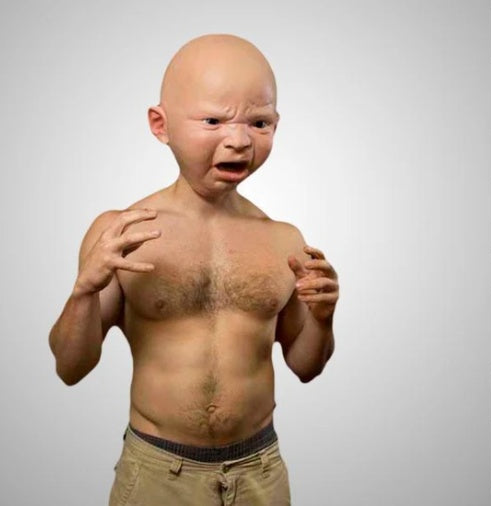 Masque qui pleure drôle SY en colère bébé visage masque en Latex couvre-chef Halloween