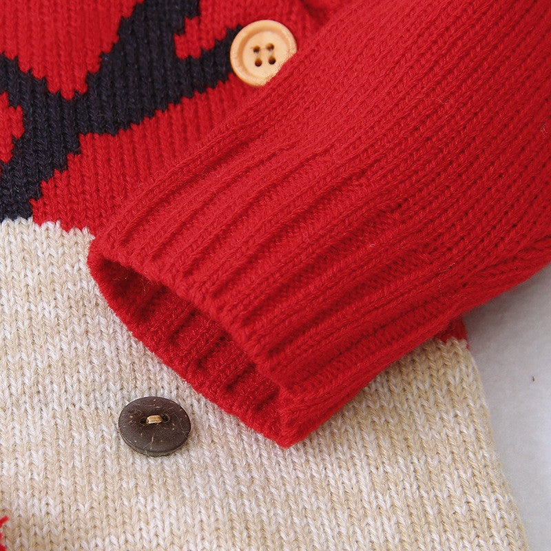 Barboteuse tricotée en forme de cerf pour garçons et filles, pull de noël