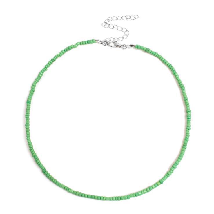 Collier pour femme en perles de verre blanc naturel, doux et simple